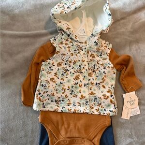 Catherine Malandrino Floral and Brown Kids Matching Set